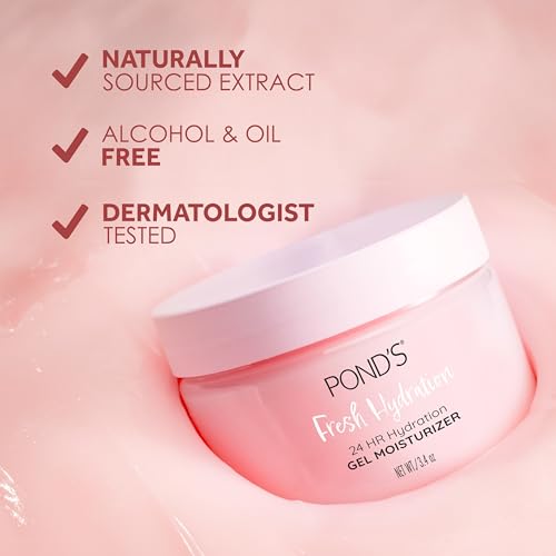 POND'S Fresh Hydration Gel Moisturizer ? 24 HR Hydration with Watermelon Extract & Antioxidants ? Alcohol & Oil-Free Face Moisturizer-? Dermatologist Tested,3.4 oz,(Pack of 2)