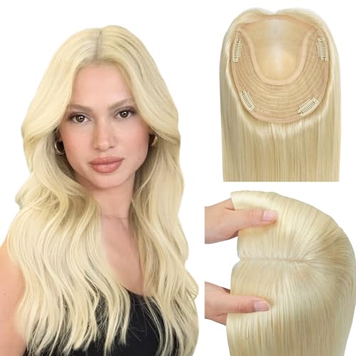 Real Human Hair Topper 12" #60 Platinum Blonde 55g