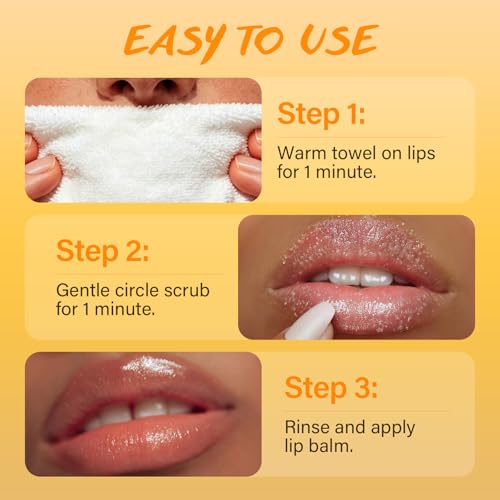 Turmeric Lip Scrub with Vitamin C - Exfoliating Lip Scrubber for Dark Lips
