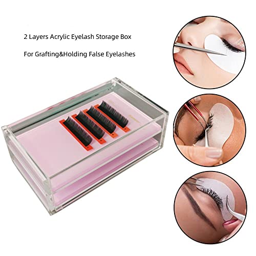 2-Tier Eyelash Extension Pallet with Dustproof Cover | Acrylic Lash Holder
