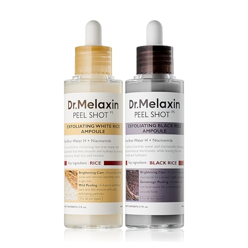 Dr.Melaxin Peel Shot Glow Rice Peeling Ampoule Duo Daily Soft Exfoliating Face and Body Scrub Dead Skin Cells Blackhead Remover for All Skin Types korean skin care