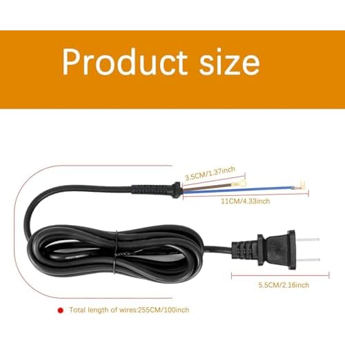 Replacement Cable for Wahl Clipper,00647-500 Electrical Power Cord for Wahl Trimmers,Hair Clipper Wire Fits for Senior,5Star Senior,Designer,Super Taper,Balding,Magic Clip,etc