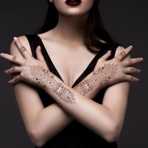 Henna Tattoo Stencils Kit, 12 Sheets Self-Adhesive Hand Stickers
