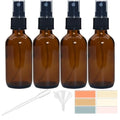 Zkupanx 4-Pack 2 oz Amber Glass Spray Bottles - Fine Mist