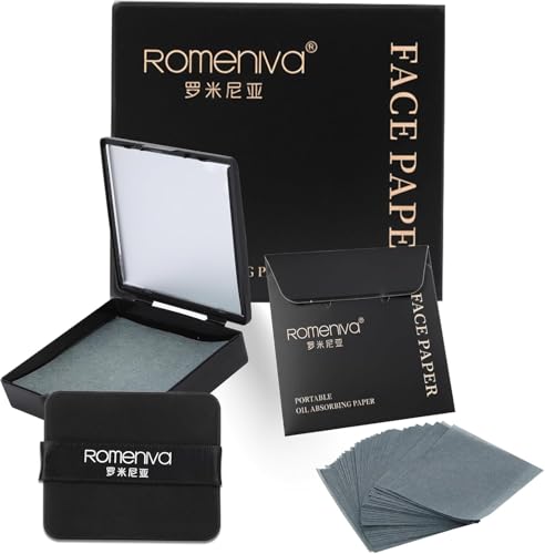 Oil Blotting Sheets for Face - 500 Sheets with Mirror & Puff