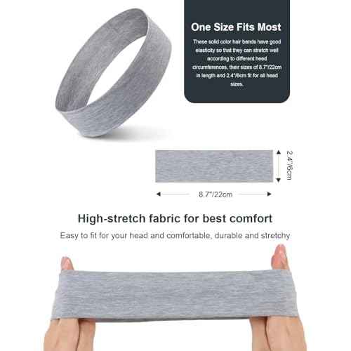 DRESHOW 8 Pack Sports Headbands for Women Non-Slip Stretchy Fashion HairBand Curly Hair Headband Soft Hair Accessories for Daily Wear Workout Yoga Running