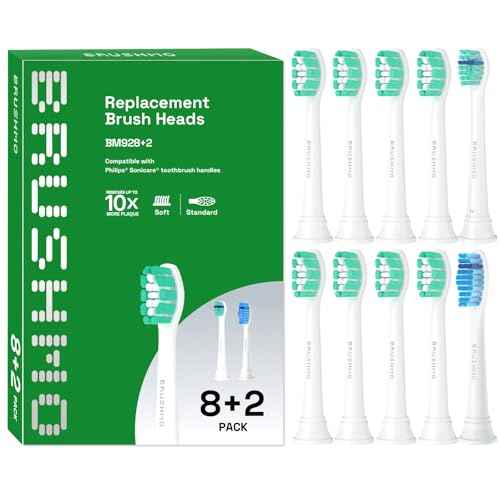 Brushmo Replacement Toothbrush Heads Compatible with Philips Sonicare Electric Toothbrush, White, 10 pc Variety Pack