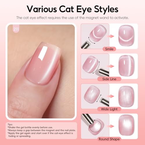 PEACECOLOR Cat Eye Gel Polish Set - 6 Colors, 10ML with Magnet