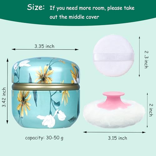 Body Powder Puff with Container - Soft Artificial Wool, Travel Case
