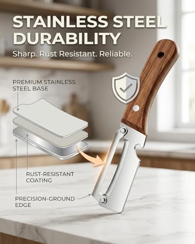 Premium Stainless Steel Vegetable Peeler with Wooden Handle