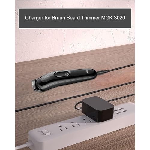 Trimmer Charger Compatible with Braun Beard Trimmer MGK Series 3010 3020 3021 3025 3210 3220 3221 3225 3921 BT Series 3000 3020 3021 3022 3221 3222 3240 5513 5516.