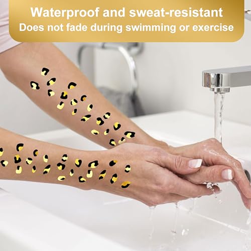 Leopard Print Temporary Face Tattoos with Glitter - Halloween Party