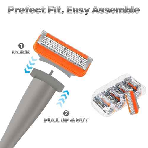24 Pack Razor Blade Refills Compatible with Fusion 5 Razor ? 5-Layer Precision Anti-Friction Blades for Manual Wet Shaving ? Pivoting Head Design for Smooth, Close & Comfortable Shave (24)