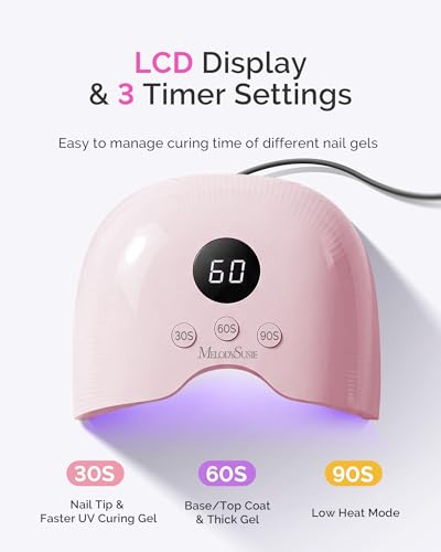 Pink MelodySusie UV LED Nail Lamp P-Plus30A with UV Gloves for Gel Nails