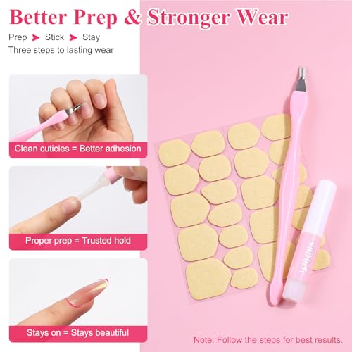 Press On Nail Prep Kit – 20 Pre-Packaged Sets with Cuticle Tool & Glue