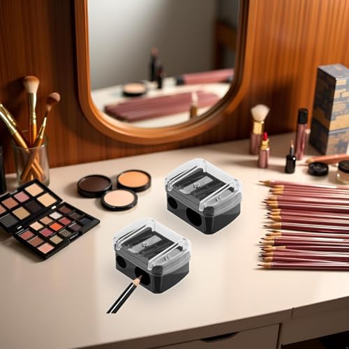 Dual Hole Cosmetic Pencil Sharpener Set for Eyeliner & Lip Liner (2 Pack)