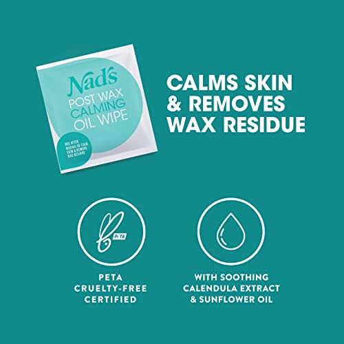 Nad's Post Wax Calming Oil Wipes Refill Pack - 20 Wipes, After Wax Remover, (Pack of 2)