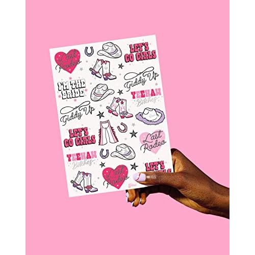 xo, Fetti Last Rodeo Bachelorette Temporary Tattoos - 48 Glitter Styles | Giddy Up Bach Party Decoration, Cowgirl, Bridesmaid Favor, Bride to Be Gift + Bridal Shower Supplies