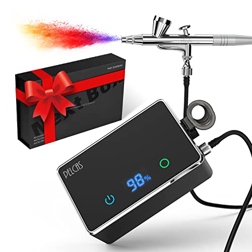 PELCAS Airbrush Gun with Compressor & LCD Display