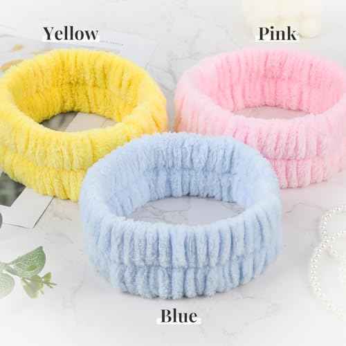 Teenitor Spa Headband, Fluffy Facial 3 Pieces Makeup Headband for Washing Face, Skin Care