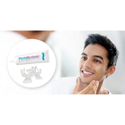 Perio Restore Gel 3 Ounce Tube; 1.7% Hydrogen Peroxide Oral Cleansing Treatment; Oral Cleansing Gel. Includes Two (2) Trays for Ease of Application. Mint Flavor, at-Home Treatment