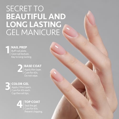 GAOY No Wipe Gel Top Coat - High Gloss UV Nail Polish (2x16ml)
