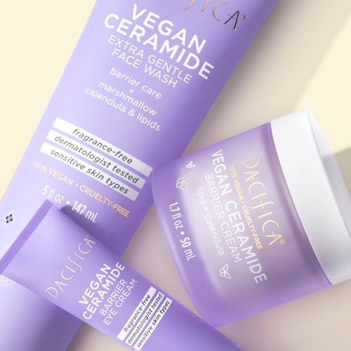 Pacifica Beauty, Vegan Ceramide Barrier Restore Cream, Daily Facial Repair Moisturizing Cream, Skincare, Moisturizer, Ecezma Association Approved, Safe for Sensitive Skin, Fragrance Free, Vegan