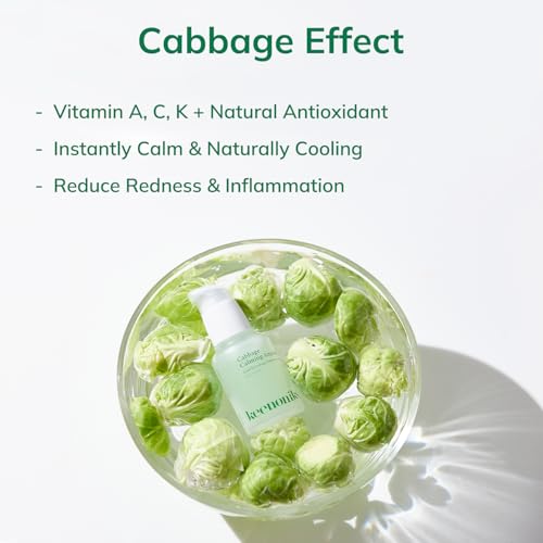 keenoniks Cooling Hyaluronic Acid Ampoule Serum - 85% Cabbage Extract Calming Facial Remedy to Soothe and Moisturize for Sensitive, Dry Skin | Balancing Korean Essence - 1.01 Fl Oz