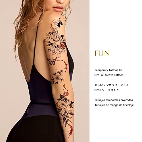 Large Floral Temporary Tattoo - 10 Designs Oriental