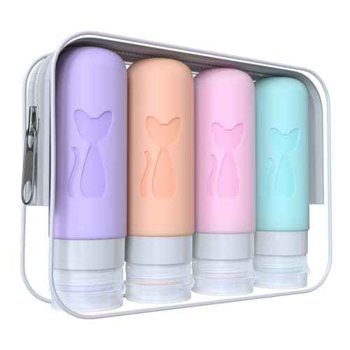 TSA Approved 3oz Leakproof Travel Bottles for Toiletries, Refillable Containers for Shampoo Conditioner Lotion Body Wash(Multicolored C)