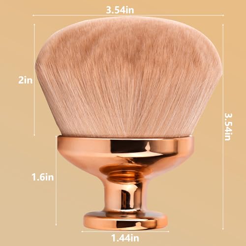 Extra Large Body Makeup Brush for Self Tanner, 3.54 Inch Big Wide-Headed Tan Oval Brush Bronzers Blend Self Tanning Applicator with Drawstring Bag for Face Neck Back Legs & Dry Use (Gold)