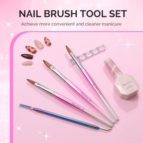 MelodySusie Acrylic Nail Brush Set Gradient Pink – 8/10/14 Sizes Professional Tools