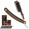 Patented Straight Edge Razors for Men, Close Shaving Razor for Beard with 10+1 Disposable Blade Heads, Easy to Use and Replace Single Edge Razor Blades, Professional and Home Use (Black)