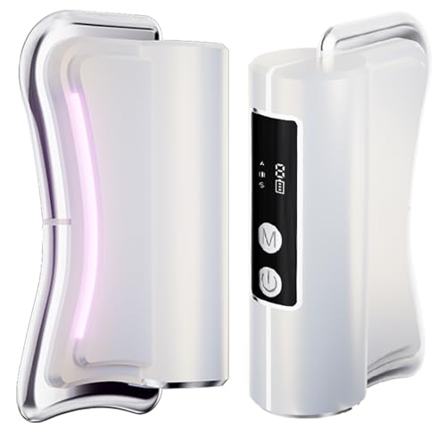 Heated Muscle Scraper Massage Tool,4 in 1 Electric Fascia Knife Gua Sha Tool for Whole Body Relaxation & Skincare with Light-Care 4 Modes 3 Levels, for Deep Tissue-White