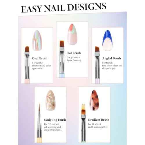 10 Pcs Nail Art Brushes Set, Nail Dotting Tools, French Tip Tool, Nail Art Deign Tools with Builder Gel Brush Polish Extension Brush Thin Liner Detail Painting Brushes, Nail Tech Supplies Kit