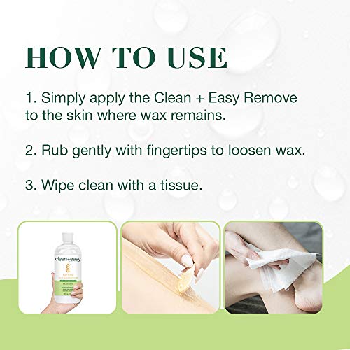 Clean + Easy After Wax Remover ? After Wax Care Oil with Wheat Germ, Post Waxing Cleanser for Skin & Wax Residue, 16 oz