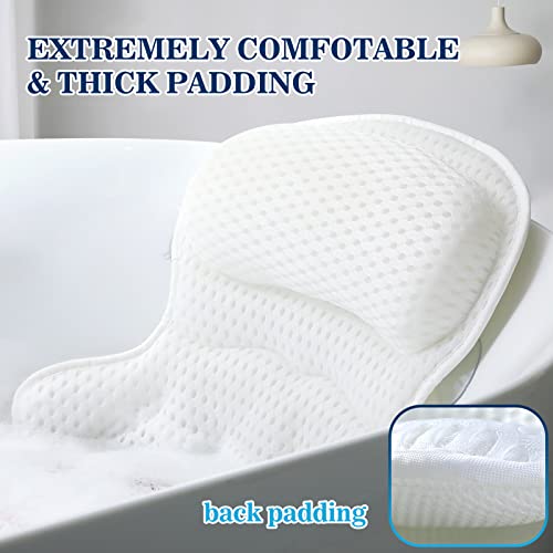 Bath Pillow with 4D Mesh Fabric & Suction Cups - Neck & Back Support