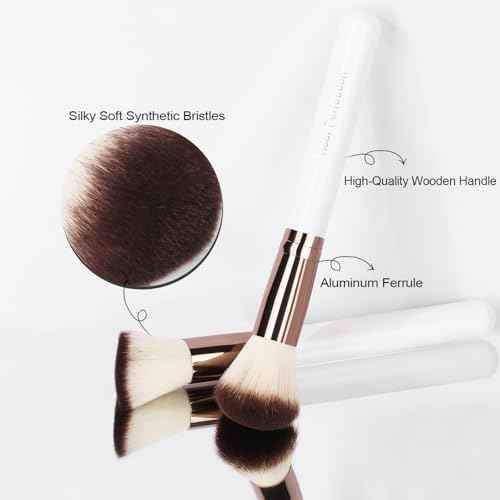 Real Perfection Makeup Brush Set 16 Pcs with 1 Eyebrow Razor Premium Synthetic Foundation Powder Concealers Eyeshadow Blush Makeup Brushes Make up Brushes Kit (White)