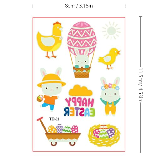 Glow in the Dark Easter Temporary Tattoos for Kids - 12 Sheets