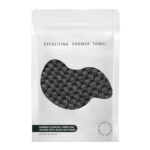 Exfoliating Shower Towel 48" - Dual-Sided Body Scrub Cloth
