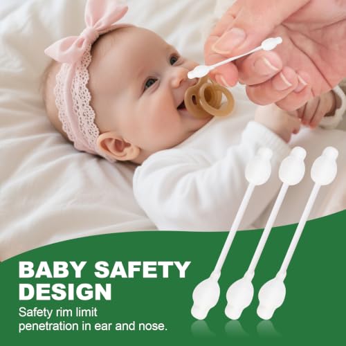RIKWOG Baby Swabs 330 Count 6-Pack Large Safety Tip Organic Cotton with Paper Sticks