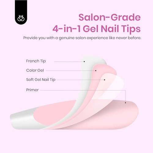 Beetles Short French Tip Press-On Nails 224 Pieces for Manicure
