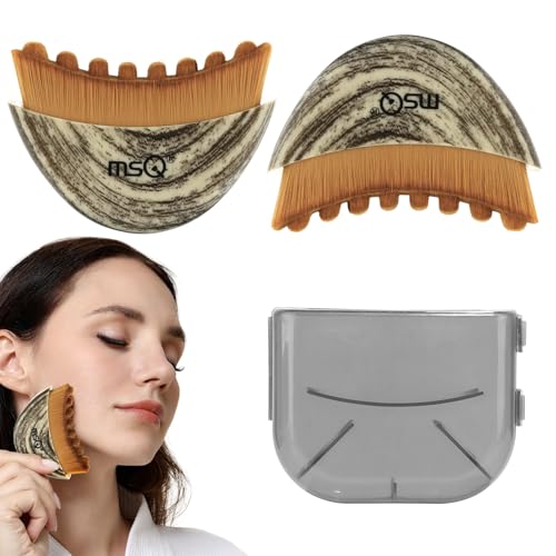 MSQ Lymphatic Contour Face Brush, Lymphatic Drainage Massager for Chin & Neck, Ultra-Soft Facial Massage Brush for Jawline Sculpting, De-Puffing & Enhances Skincare Absorption, Skin Firming, 2PCS