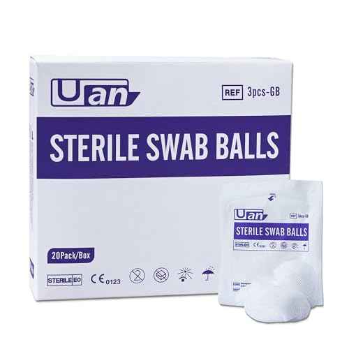 60 Balls Sterile Gauze Balls Gauze Sponge Cotton Balls Gauze Swab Sterile (M) (3balls/Pack)