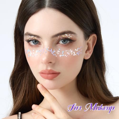 Teenitor Body Glitter Gel & Face Gems Stickers Set – 12 Pots