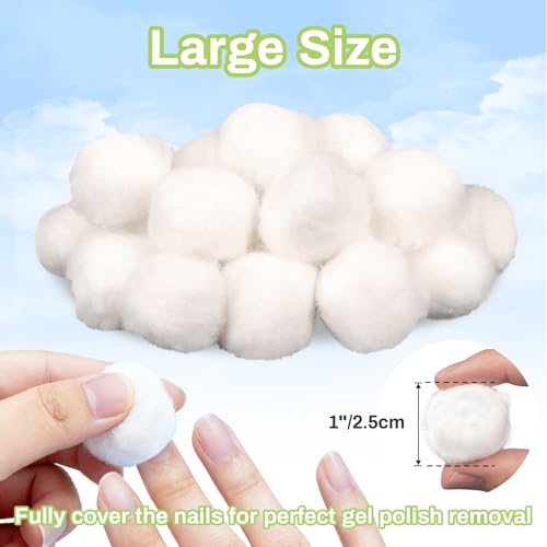 200 Large Organic Cotton Balls for Nail Polish Removal & Makeup