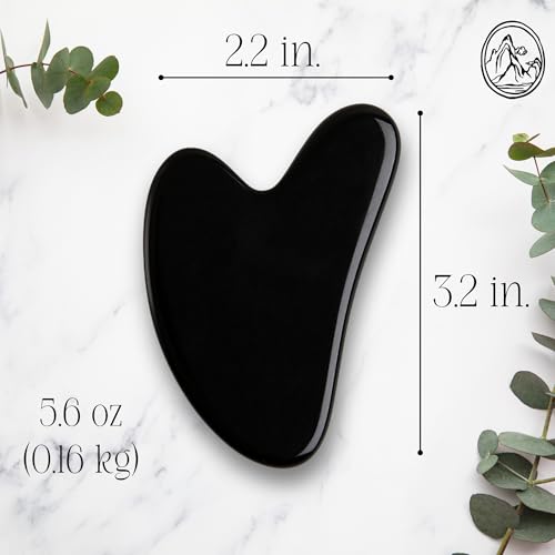 Mount Lai Obsidian Gua Sha Facial Tool ? The Stone of Transformation ? 100% Genuine Black Obsidian Stone Face Sculpting Tool for Lymphatic Drainage, Puffiness Reduction & Jaw Tension Relief