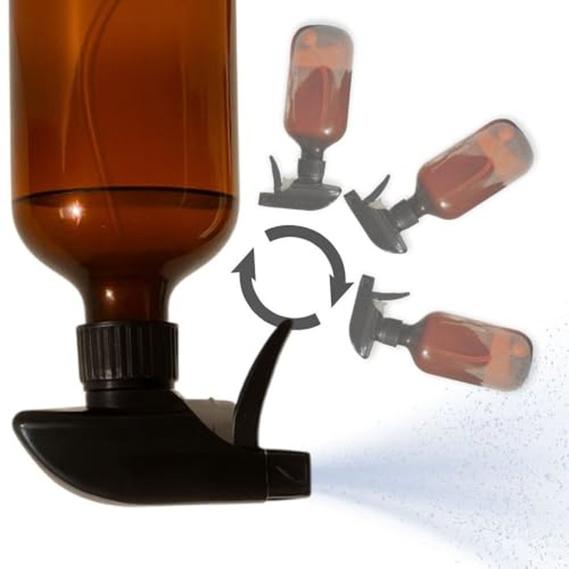16oz Heavy Duty Amber Spray Bottles (2 Pack) - 360° Angle Spray