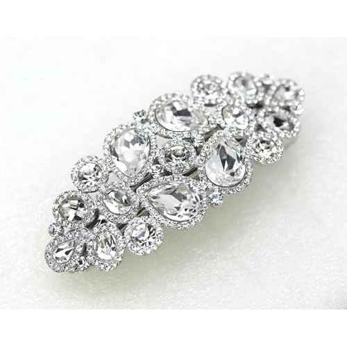 Faship Gorgeous Clear Rhinestone Crystal Floral Hair Barrette Clip