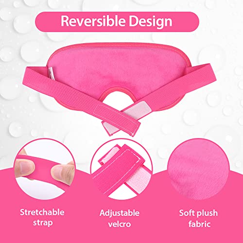 NEWGO Cooling Eye Mask Gel Eye Mask for Puffy Eyes, Ice Eye Mask Cold Eye Mask Frozen with Plush Backing for Headache, Migraine, Stress Relief - Rosered